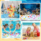 120 Pcs Acrylic Sea Shell Decorations, Ocean Themed Sensory Bin Fillers 3D Gems for Table Scatter Vase Filler and Pool Treasure Hunt Games