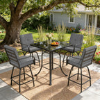 Outdoor Swivel Bar Stools Set of 4, Patio Bar Height Swivel Stools with Cushions for Garden Balcony Backyard, Grey