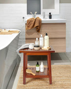 Upolana Teak Shower Bench, 16" Solid Acacia Wood Shower Stool Waterproof Shower Seat with Storage Shelf for Bathroom, Indoor & Outdoor Use
