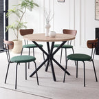 Stackable Dining Chair Set of 4, Small Modern Kitchen Chair with Solid Wood Back, Space Saving Chairs for Apartment Living Room, Green