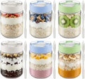 Vtopmart 6 Pack 16 oz Overnight Oats Containers with Lids and Folding Spoons Stored in Lid, Airtight Leakproof, Glass Jars for Overnight Oats, Yogurt, Fruit, Chia Pudding, Meal Prep