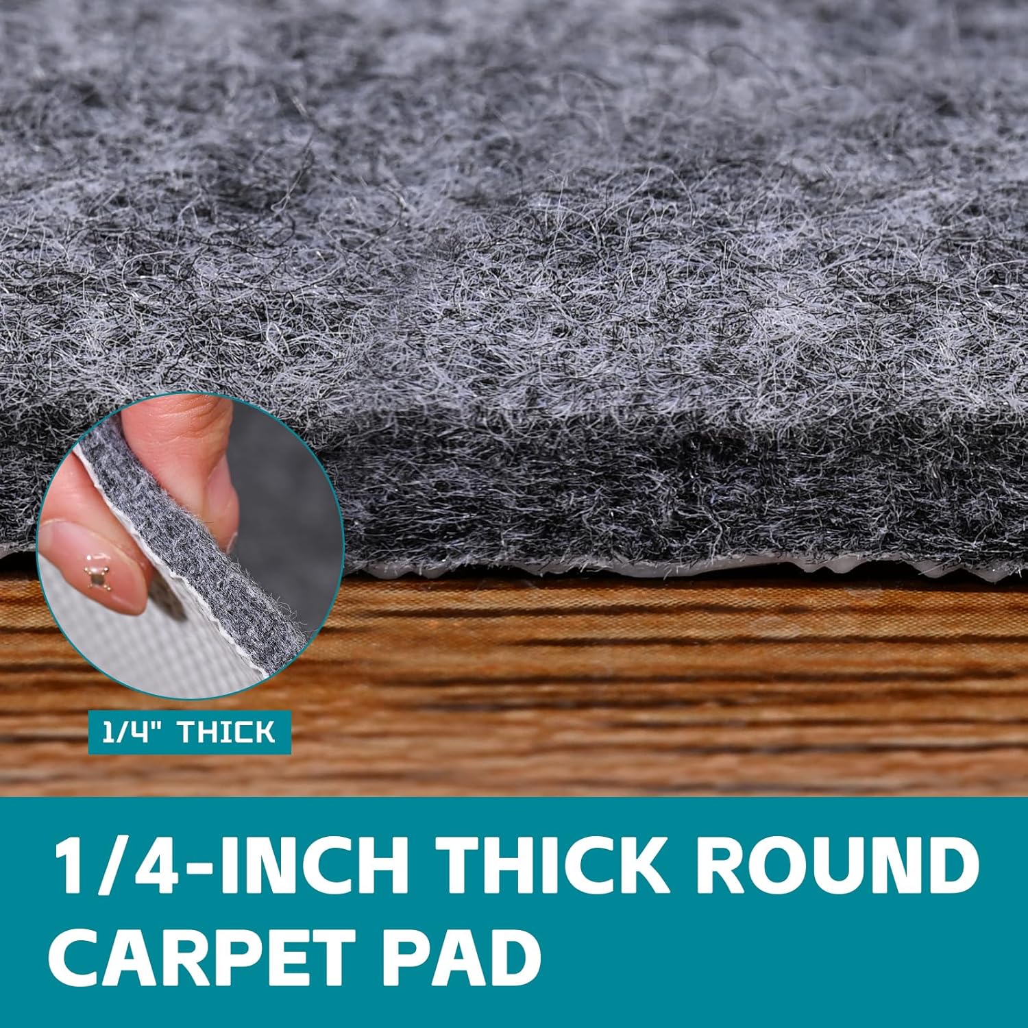 Waterproof Rug Pad Round 1/4Thick Waterproof Non-Slip Rug Pad,Pad for Hardwood Floors,Rug Pads for All Floors and Finishes, Keeps Carpets in Place Soft and Safe（5FT）