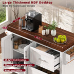 53" Large Kitchen Island with 3.5" Thick Desktop, Spice and Towel Racks, Rolling Kitchen Island with Storage on 5 Wheels, 2 Extra-Large Drawers, for Home, Kitchen, Dining Room, White