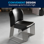 Flash Furniture Hercules Series Contoured Stacking Chairs for Waiting Rooms and Offices, Ergonomic Lobby Chairs with Curved Back, Set of 5, Black