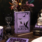 Steel Mill & Co Original Large Book-Shaped Decorative Vase, Ceramic Vases for Home Decor, Cute Bookshelf Decor, Unique Vase for Book Lovers, The Raven - Purple