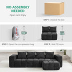 35" Boneless Ottoman, Chenille Modular Sectional Cloud Couch Ottoman, Comfy Upholstered Footrest for Living Room, Bedroom, Apartment, Dark Gray