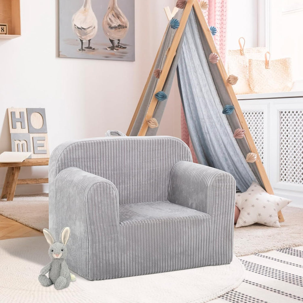 Ulax furniture Kids Convertible Sofas Children Lounge Chair (Grey)