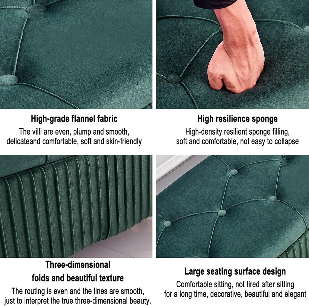 Entrance shoe-changing stool, bedroom storage stool with velvet surface, corner cushioned bench with storage, solid wood frame and sponge cushion, suitable for bedrooms, living rooms, entrances, etc.