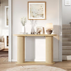 Garvee Fluted Console Table, 42.5 Inch Narrow Wood Entryway Table with Storage Shelf, Sofa Table Behind the Couch, for Hallway, Living Room, Foyer, Entrance, Natural Oak