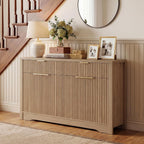 Cyclysio 55" Fluted Buffet Cabinet with Drawers, Modern Sideboard Credenza with Adjustable Shelves, Coffee Bar Table with Storage for Dining Room, Entryway, Kitchen, Natural Oak