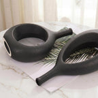 Black Ceramic Hollow Elliptical Vase Set of 2 - Boho Circle Vase with Hole, for Modern Black Table Decor, Living Room Decor Shelf mid Century Modern Home Entrance Decorative vase