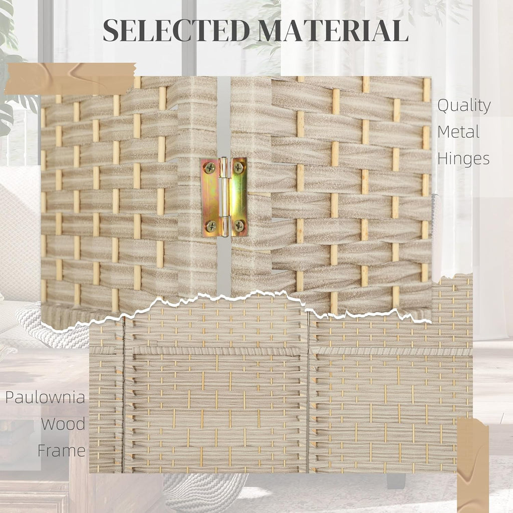 HOMCOM Room Divider, 6 Ft 6 Panel Folding Privacy Screen, Hand-Woven PP Wall Partition with Pine Wood Frame, Freestanding Room Separator for Bedroom, Home Office, No Assembly, Washed Oak