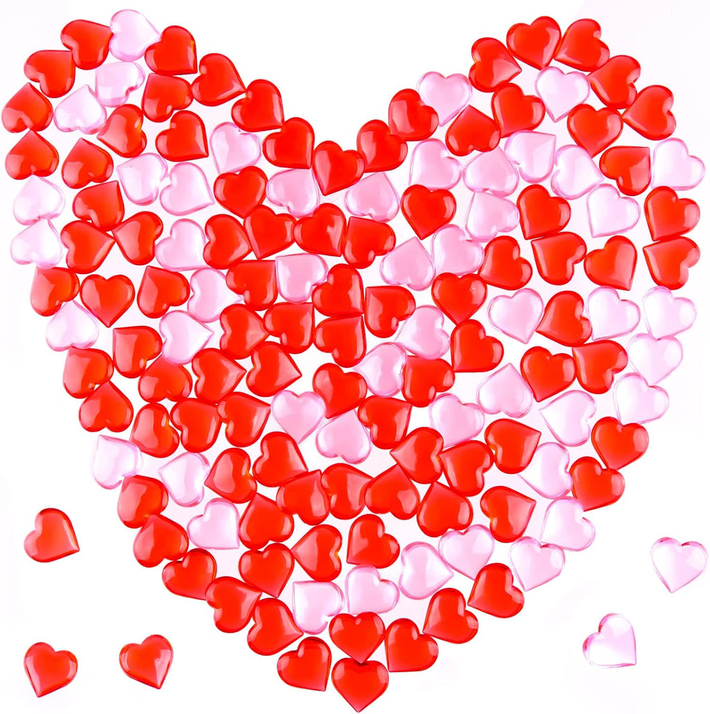 TUPARKA 210 Pcs Acrylic Hearts Red and Pink Acrylic Hearts Ornaments for Table Decoration/Vase Fillers/Home Decoration in Valentines or Wedding Day