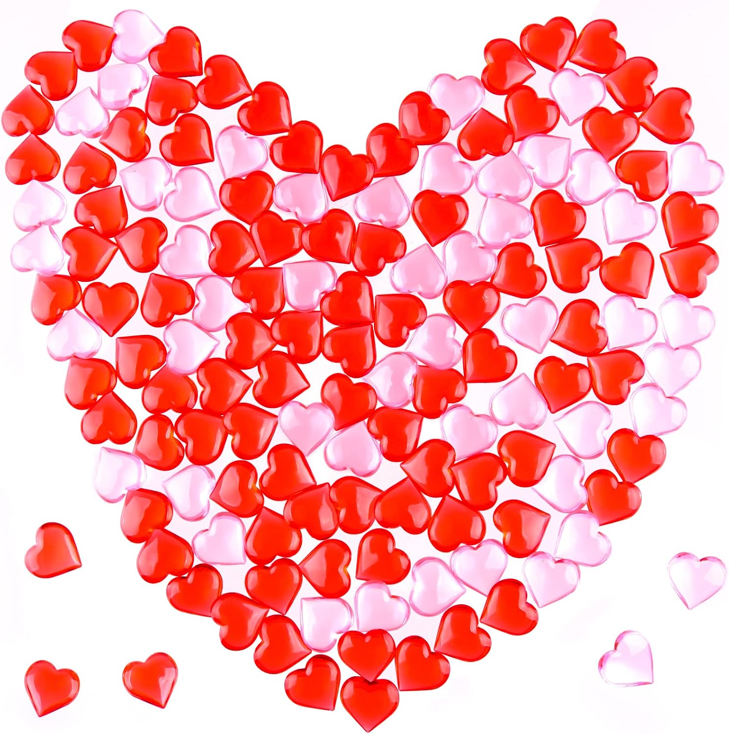 TUPARKA 210 Pcs Acrylic Hearts Red and Pink Acrylic Hearts Ornaments for Table Decoration/Vase Fillers/Home Decoration in Valentines or Wedding Day
