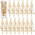 WILLBOND 50 Pcs Faux Flowers for Floating Candles Floating Flowers Vase Fillers for Centerpieces Mini Flower Filler Filling in Cylinder for Wedding Centerpiece Party Decor (Gold)