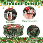 MUXHEL 5 Pcs Christmas Wreath Storage Bags, 24" Dia Round Wreath Storage Containers, Clear, Tear Resistant, Black