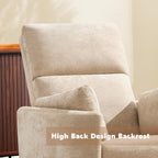 Manual Recliner 360°Swivel Rocking Glider Chair,Upholstered Nursery Adult Recliner Rocker Glider Chair with 2 Pillows for Living Room Bedroom Apartment(Khaki,Manual Operation)
