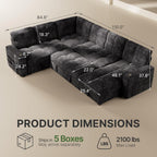 Marsail 110" Sectional Sleeper Sofa with Pull Out Bed, 7 Seat Modular Sectional Couch with Storage, USB & Cup Holders, Modern Chenille Cloud Sofa for Living Room, Dark Gray