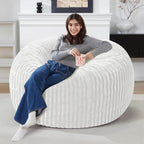 Homguava 3 FT Bean Bag Chair,3' Big Bean Bag,Large Bean Bag Chairs for Adults with Memory Foam Filled,Comfy Beanbag Chairs Soft Bean Bag Sofa with Dutch Corded Plush Cover-Beige