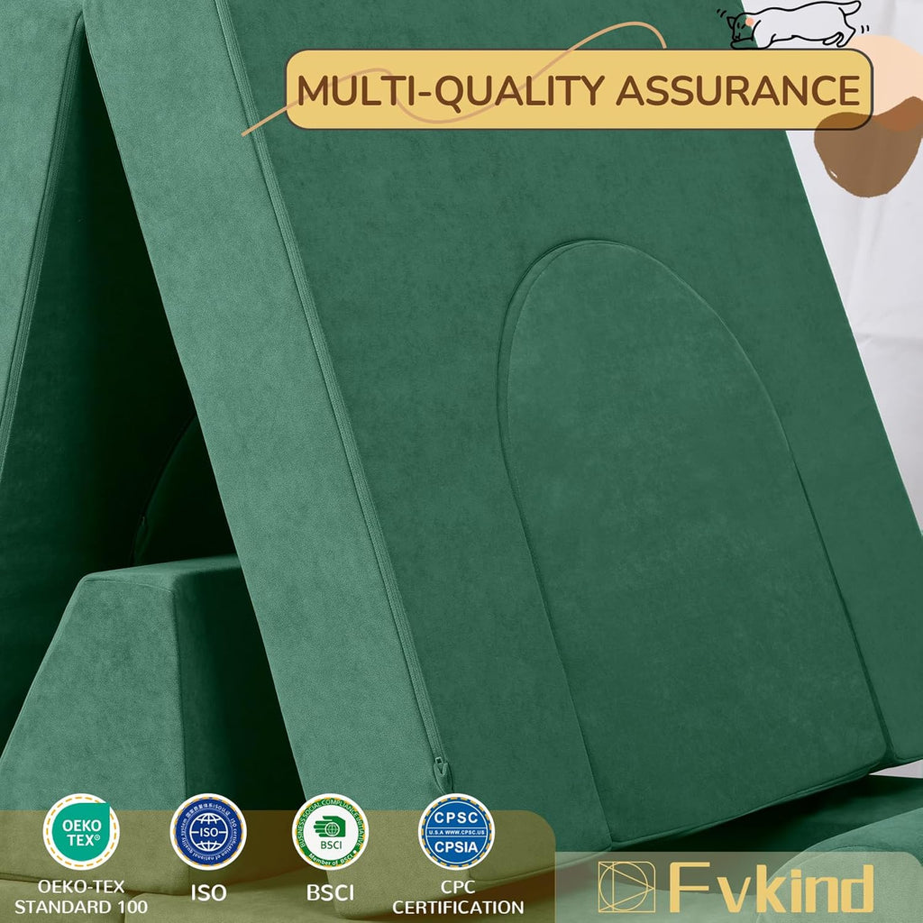 Fvkind 10 Pcs Modular Kids Play Couch for Playroom, Multifunctional Foam Kids Couch, Convertible Sectional Toddler Sofa for Boys and Girls, Toddler Sofa with Premium Foam and Washable Cover, Willow