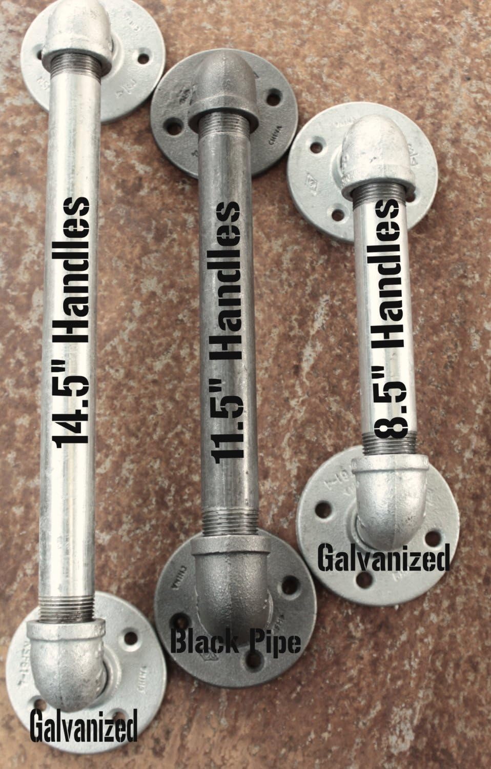 2 Galvanized Pipe Door pulls - Industrial Door Handles, Industrial Pipe door handle, Steampunk pipe drawer pull, Bar restaurant door pulls, cupboard door knobs