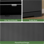 Xixini Shoe Storage Cabinet for Entryway with 4 Flip Drawers, Hidden Slim Wood Shoe Organizer with Modern Fluted Panel, Freestanding Narrow Shoe Rack for Front Door Entrance, Hallway, Foyer, Black