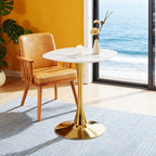 Square Kitchen & Dining Table 24", Modern Small Bistro Table with Sturdy Metal Pedestal Base, Space Saving Accent Side Table for Kitchen Living Room Home Office,Golden