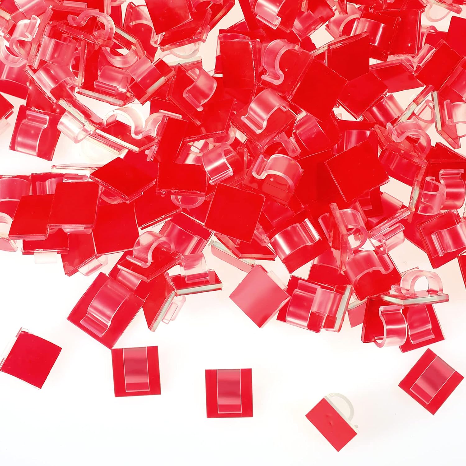 Namalu 240 Pcs Cable Clips Outdoor Wire Clip Adhesive Cable Hook Cord Organizer Holder R Shape Christmas Light Clip for Desk Wall Cable Management String Lights Fairy Light Decoration(Clear, Medium)