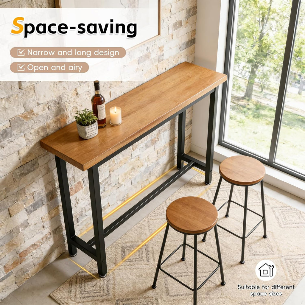 Bar Table,Industrial High Top Pub Table, Long Counter Height Dining Table for Small Space,Kitchen,Dining,Cafe & Restaurant