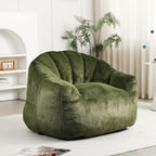 Setawix Giant Bean Bag Chair with Filler, Comfy Faux Fur Bean Bag Chairs for Adults and Kids, Lazy BeanBag Sofa Stuffed Floor Sofa with Memory Foam for Bedroom Apartment Living Room,Green