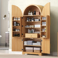 Polibi Arched Fluted Pantry Cabinet, 72" Tall Kitchen Storage with 8 Door Shelves, 3 Adjustable Shelves & Hidden Drawer, for Kitchen, Dining Room, Natural