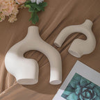 2 Pack White Vases - Home Decor - Ceramic Vases for Flowers, Centerpieces, Room Decor