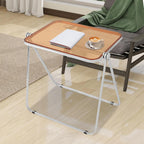 Clear Foldable Side Table, Folding TV Tray Table, Portable Tiny Desk, Small Computer Desk, Space-Saving Side Tables for Home Office (Clear Tea Color)