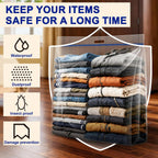 Extra Large Clear Wreath Storage Plastic Bag with Handle For Halloween Summer Christmas Decoration or Clothing Blanket Comforters Bed Sheets Pillows, 4 Pack, 24"x24"x7"
