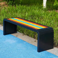 Outdoor Bench Weatherproof Clearance Garden Porch Bench Curved Backless Natural Design with Oiled Finish Never Deformation or Fade for Porch Pool Garden Lawn(Color Black,150cm/59in)
