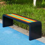 Outdoor Bench Weatherproof Clearance Garden Porch Bench Curved Backless Natural Design with Oiled Finish Never Deformation or Fade for Porch Pool Garden Lawn(Color Black,120cm/47in)