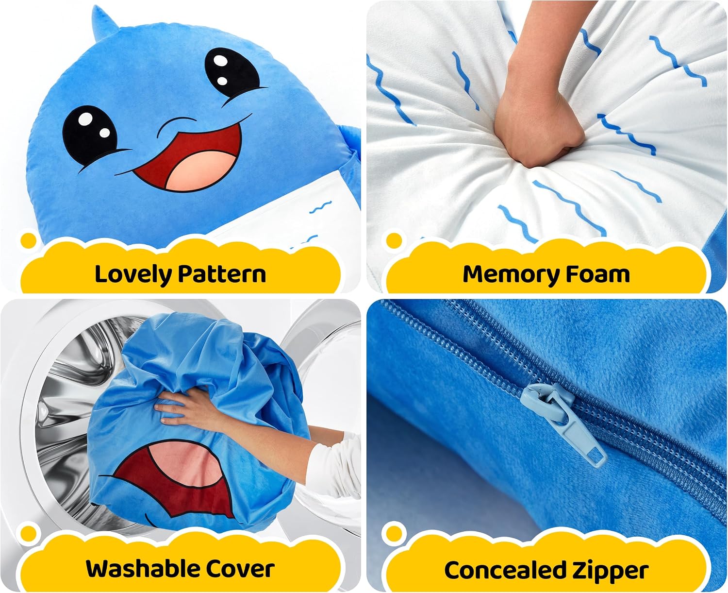 Hobestluk Bean Bag Chairs Bean Bag Floor Cushion, Bean Bag Chair for Kids Adults Beanbag Lounger for Living Room Bedroom or Playroom (Blue, Medium, Dolphin)