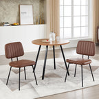 VipDesk Dining Chairs Set of 2, Faux Leather Upholstered Dining Chairs, Mid Century Modern Kitchen Dining Room Accent Chairs with Curved Backrest and Steel Frame for Living Room, Vanity - Coffee