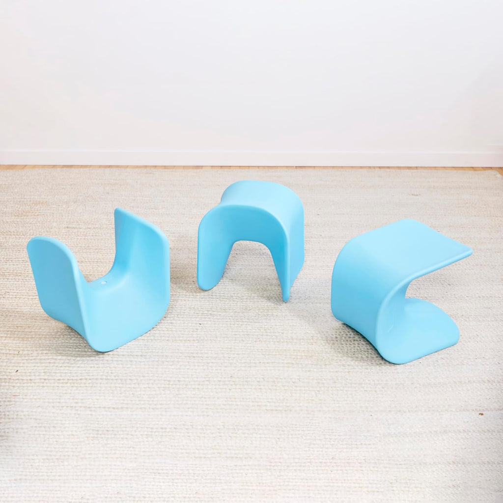ECR4Kids Wave Seat Perch Stool, 14in - 15.1in Seat Height, Flexible Seating, Blue, 2-Pack