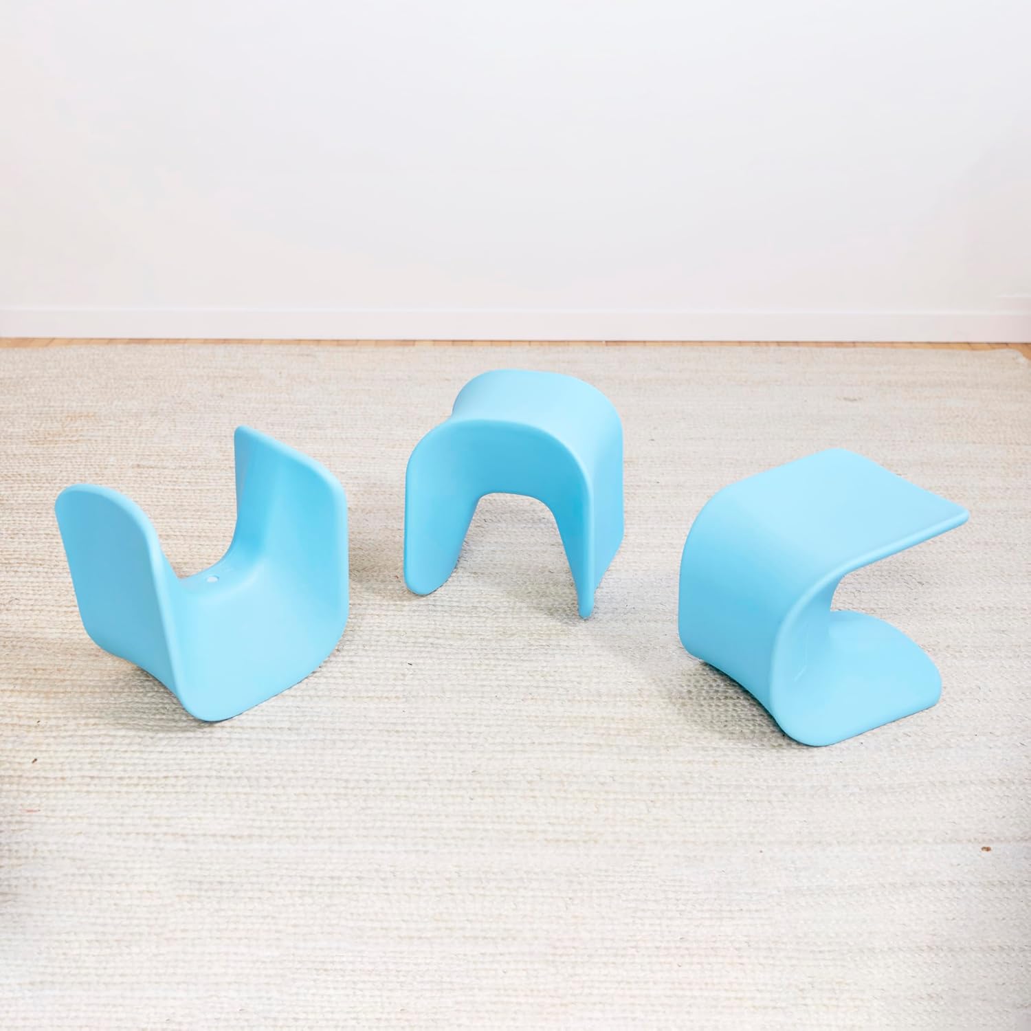 ECR4Kids Wave Seat Perch Stool, 14in - 15.1in Seat Height, Flexible Seating, Blue, 2-Pack