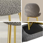 Set of 2 Soft Teddy Velvet Dining Chairs with Shell-Shaped Back, Stable Metal Legs, Easy Assembly | Perfect for Kitchen, Living Room, Restaurant, Cafe (Grey)