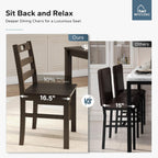 MFSTUDIO 5 Piece Kitchen Table Chairs Set of 4, Wood Dining Table Set for 4, Space Saving Farmhouse Dinner Table Set for 4, Dark Oak