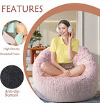 Plush Faux Fur Bean Bag Chairs, Memory Foam Filled Sofa Chair Shape Bean Bag for Adults/Teens/Kids, Ultra-Soft Lazy Sofa for Living Room Bedroom College Dorm, Pink