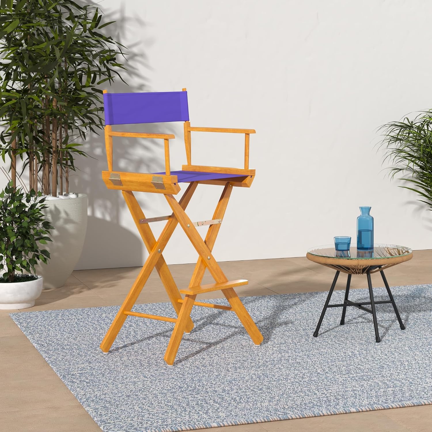 Casual Home 230-05/021-41 Director Chair 30" - Bar Height Honey OakFrame/Purple Canvas