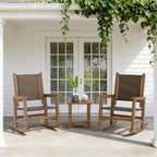 HDPE Rocking Chair Outdoor 1 PCS, Wicker Rocking Chair for Patio, Woven Seat & Back, All Weather Rocking Chair for Front Porch, Garden, Lawn and Balcony (Brown)