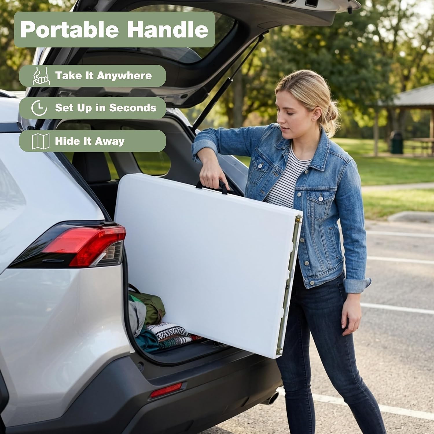 Folding Table 6ft, Heavy-Duty 500lbs Weight Capacity Foldable Table with HDPE Top & Steel Legs, Portable 6 Foot Picnic Table for Indoor Outdoor Parties, Camping, Event