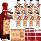 Tioncy 12 Set Vanilla Extract Bottles for Homemade 8.5 oz Glass Vanilla Jar Bottle for Syrup Gifts with Cap Shrink Band Hummingbird Tag Stickers Syrup Gifts Giving for Christmas (Clear)