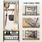 Yaheetech Coat Rack, Hall Tree with Shoe Bench, Entryway Shoe Storage with Coat Rack Stand, 9 Movable Hooks, Industrial Entryway Furniture, Gray