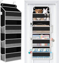 WISELIFE Over The Door Organizer Storage 4 Shelves Large Capacity Hanging Bedroom Storage Solution with 6 Side Pockets for Dorm Bathroom Pantry Nursery and Baby Essentials Holds up to 40 Lbs (Black)