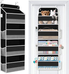 WISELIFE Over The Door Organizer Storage 4 Shelves Large Capacity Hanging Bedroom Storage Solution with 6 Side Pockets for Dorm Bathroom Pantry Nursery and Baby Essentials Holds up to 40 Lbs (Black)